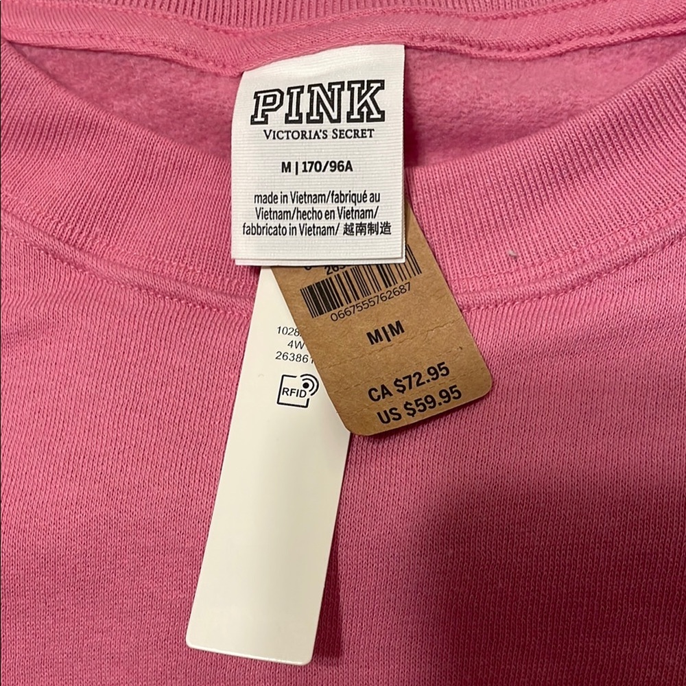 PINK Victoria's Secret Pink and Silver Shine Sweatshirt - Picture 3 of 5